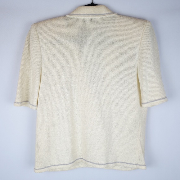 Vintage Adolfo At Saks Fifth Avenue Ivory Wool Blend Blazer Jacket, Size Medium - Picture 2 of 15